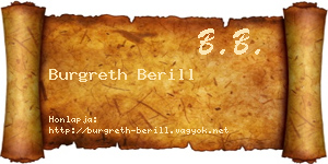 Burgreth Berill névjegykártya